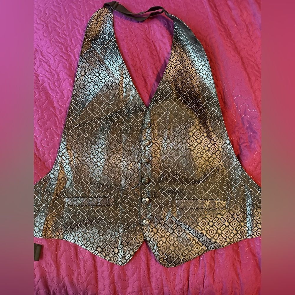 Tux vest gun metal gray - med- large - adjustable at waist & neck